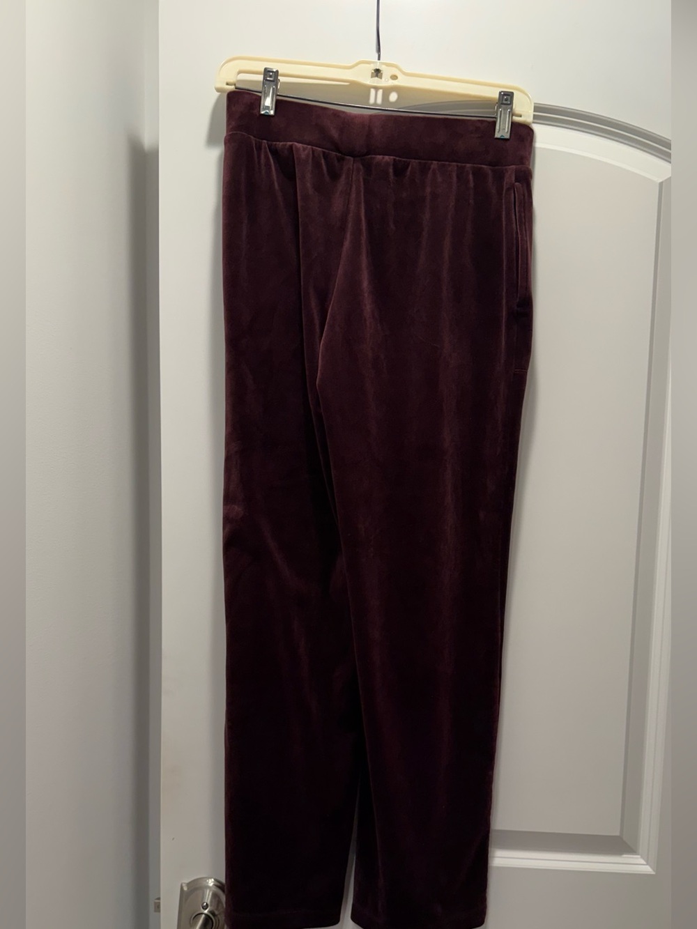 Soma Womens Velour Pants in Deep Maroon